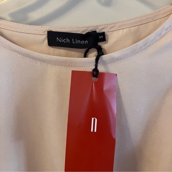 NWT Nich Linen “Audrey” Beige Midi Dress Size S - Picture 11 of 13